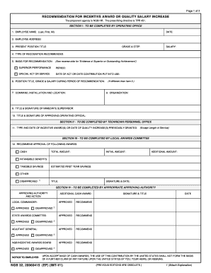 Incentive Award Recommendation Form