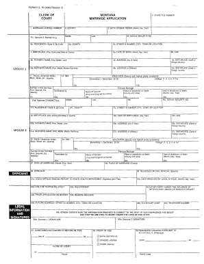 Montana Marriage License Application