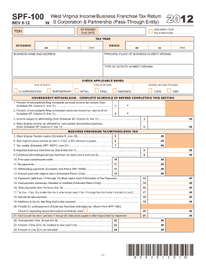 West Virginia Income/Business Franchise Tax Return
