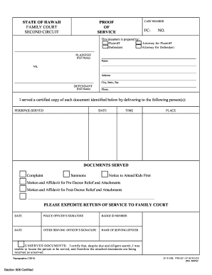 Hawaii Family Court Proof of Service