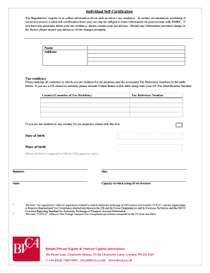 UK Tax Residency Self-Certification Form