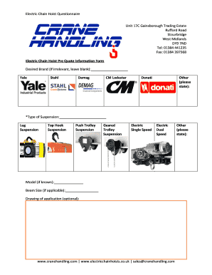 Electric Chain Hoist Pre Quote Information Form