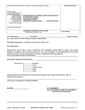 California Unlawful Detainer Judgment by Default