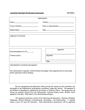 Administrator Performance Appraisal Form AR-2210.3