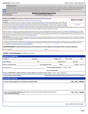 Federal Motor Carrier Medical Examination Report Form