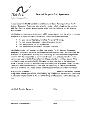 Personal Supports Staff Agreement