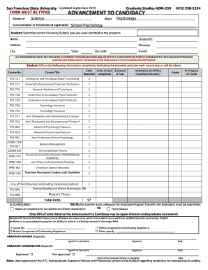 Advancement to Candidacy Form