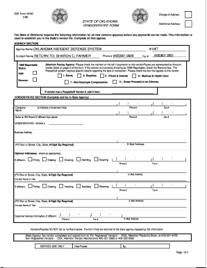 Oklahoma Vendor Payee Change of Address Form