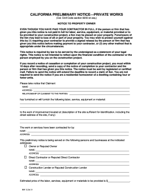 California Preliminary Notice—Private Works