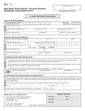 Texas Direct Deposit Authorization Form