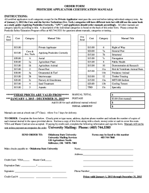 Pesticide Applicator Certification Manual Order Form