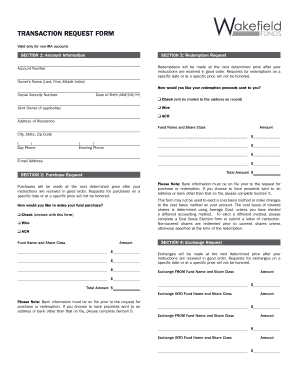 Wakefield Funds Transaction Request Form