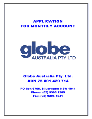 Globe Australia Credit Application Form