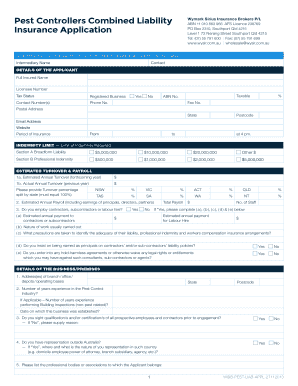 Pest Control Liability Insurance Application