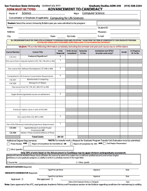 Advancement to Candidacy Form