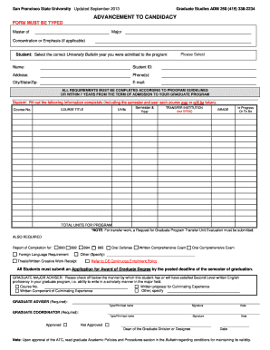 Advancement to Candidacy Form