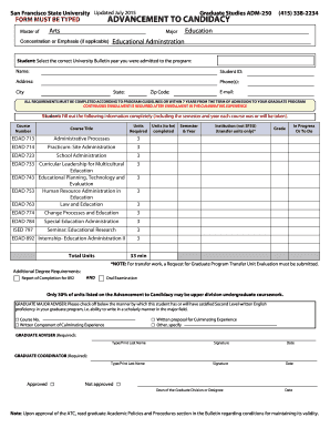 Advancement to Candidacy Form