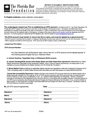 Florida IOTA Account Notice to Eligible Institution