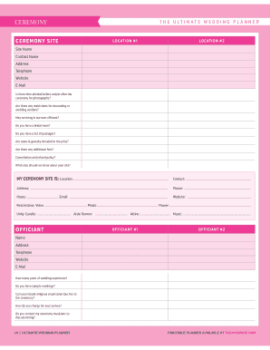 Wedding Ceremony Planner Form