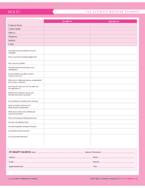 Ultimate Wedding Planner Beauty Form