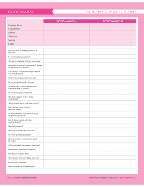 Ultimate Wedding Planner Entertainment Form