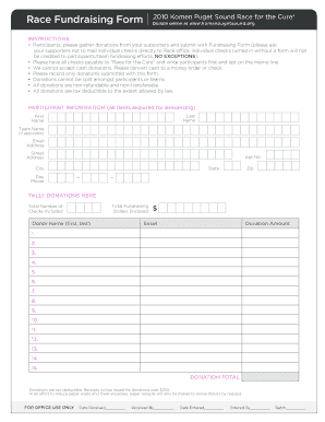 Komen Puget Sound Race for the Cure Fundraising Form