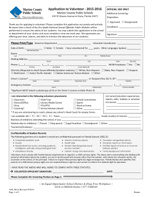 Marion County Public Schools Volunteer Application