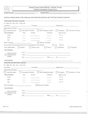 Student Information Contact Form