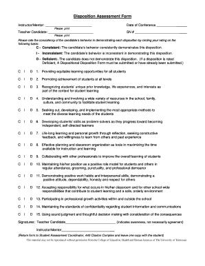 Disposition Assessment Form