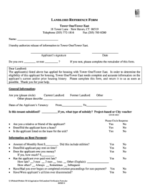 Landlord Reference Form