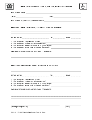 Landlord Verification Form