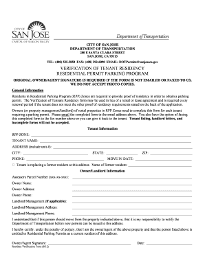 Verification of Tenant Residency Form