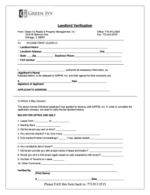 Landlord Verification Form