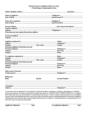 Tenant Credit Report Authorization Form