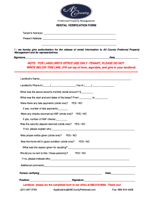 Rental Verification Form