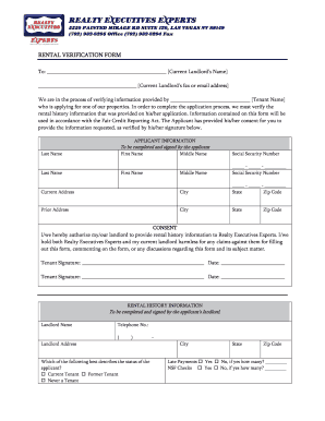 Rental Verification Form