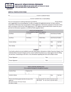 Rental Verification Form
