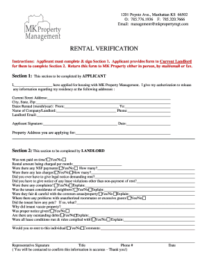 Rental Verification Form