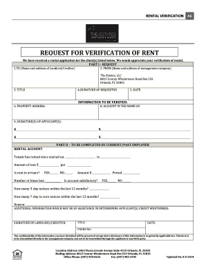 Rental Verification Form A6