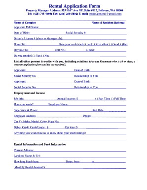 Rental Application Form