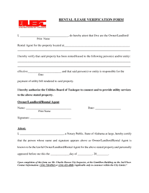 Rental Lease Verification Form