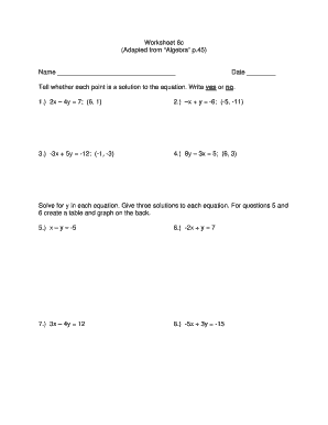 Algebra Worksheet 6c