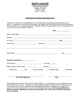 Credit Card Financial Agreement Form