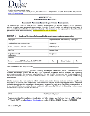 Reasonable Accommodation Request Form - Employment
