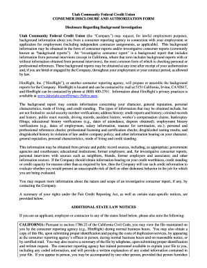 Utah Community Federal Credit Union Background Check Authorization