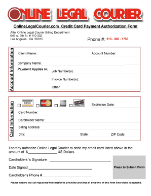Credit Card Payment Authorization Form
