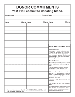 Blood Donation Commitment Form