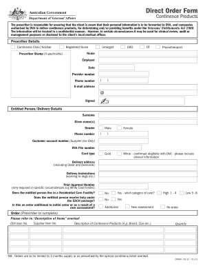 Direct Order Form for Continence Products