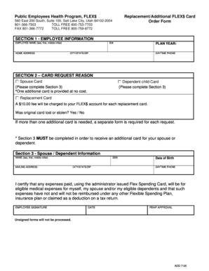 Public Employees Health Program FLEX$ Card Order Form