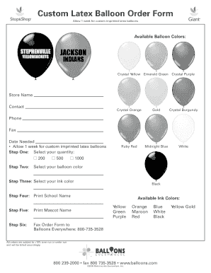 Custom Latex Balloon Order Form
